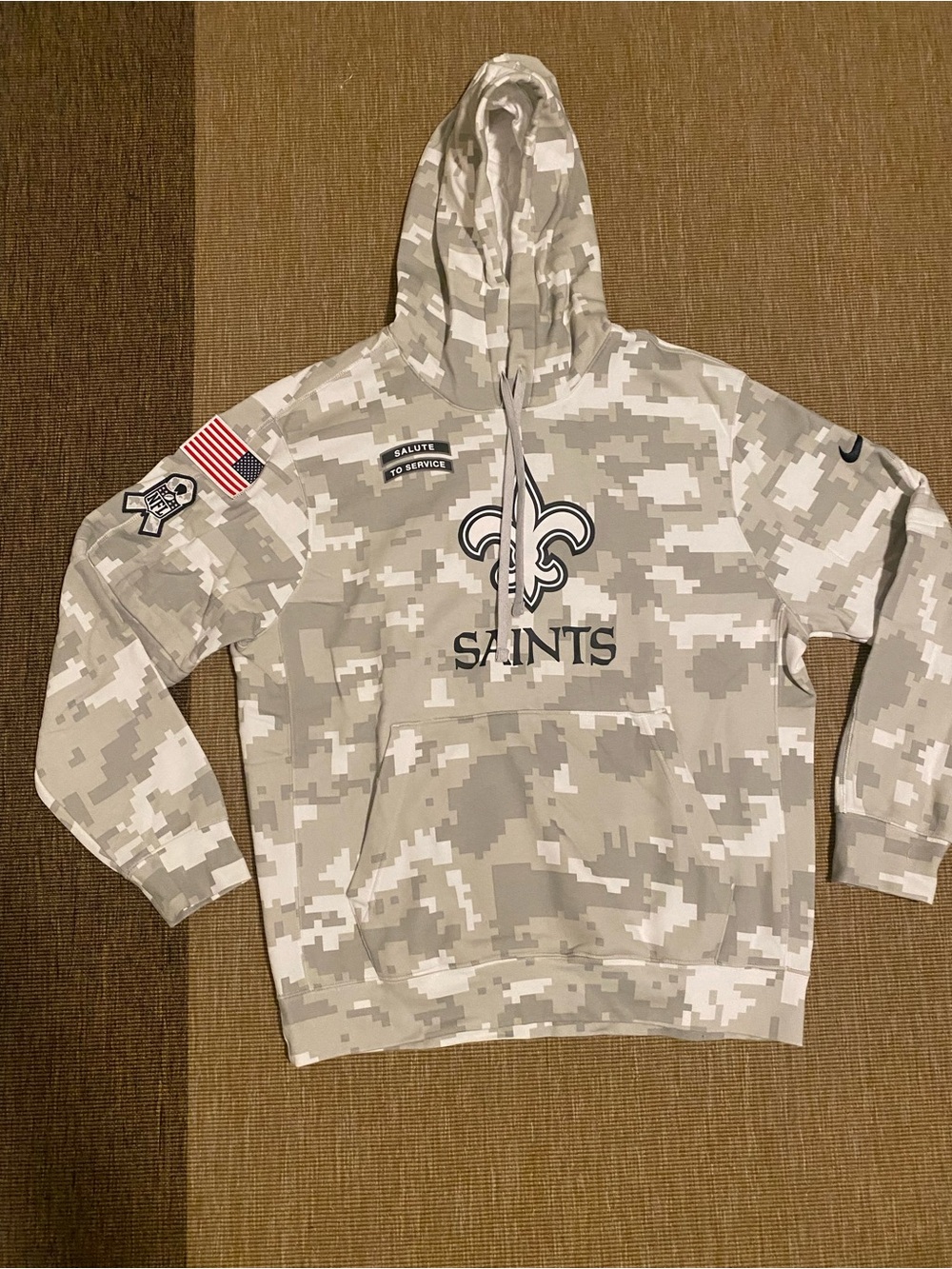 New Orleans Saints Salute to service  Camo Pullover Hoodie - Grey Digital Camo